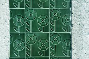 green window glass with a pattern