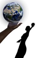 basketball silhouette on the background of the planet earth