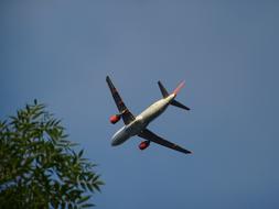 Aircraft Start Take Offblue sky tree green