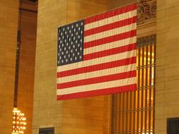usa flag in the main building room