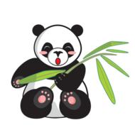 clipart of the cartoon panda with bamboo leaf