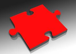 red flat puzzle on a gray background