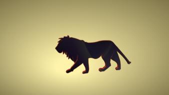 walking lion, silhouette, digital art