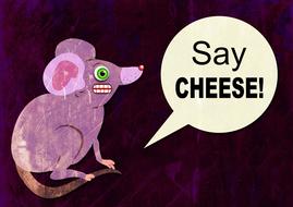 cartoon mouse with funny message as an illustration