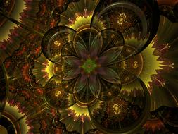 fractal flower fall gold colorful