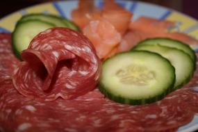 Meat cutting vegetables and sausage