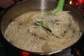 boiled pasta in a pot