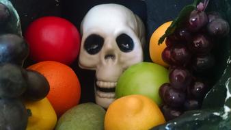 skull near the fruit
