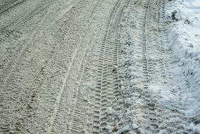 Road Snow Tire Tracks Icy