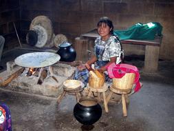 girl cooks food