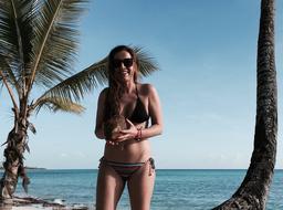 woman on Caribbean Sea beach