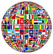 International map on a balloon