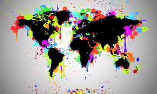 black card in colorful splashes