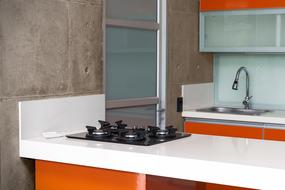 modern kitchen orange