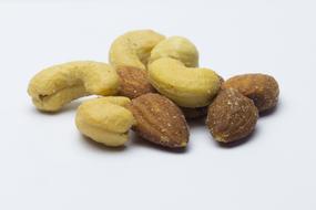 ripe nuts on a white background