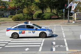 cop car on the road