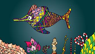 colorful beautiful drawing of a fish