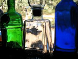 colored glass jars on the table