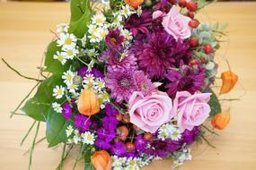 bouquet of beautiful roses on the table