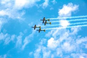 military aircraft show in the sky