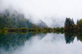 Fog Jiuzhaigou Autumn