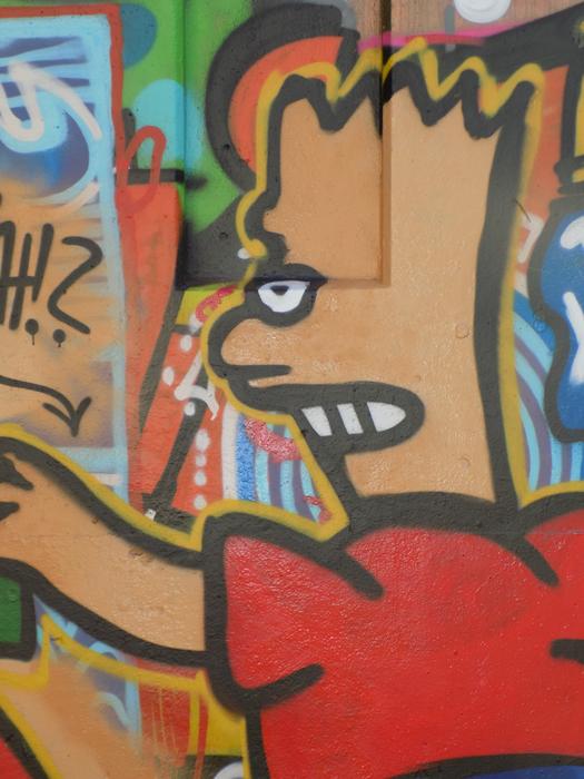 colored graffiti simpson on the wall
