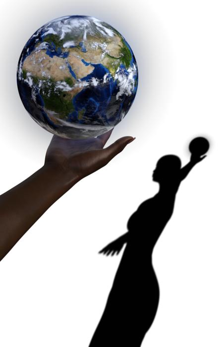 basketball silhouette on the background of the planet earth