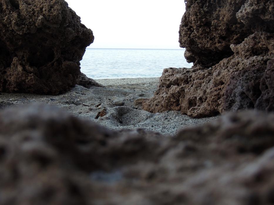big rocks on the beach view