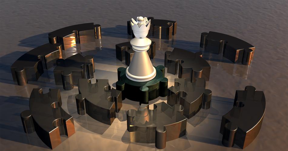 black puzzles with a white figure