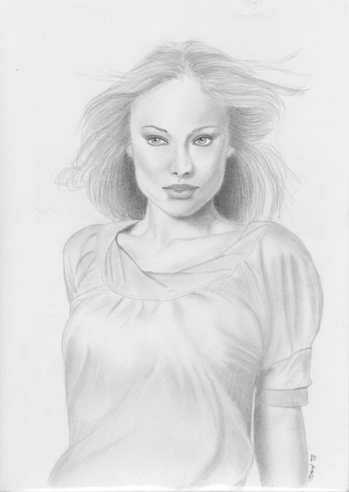 black and white drawing of woman actor