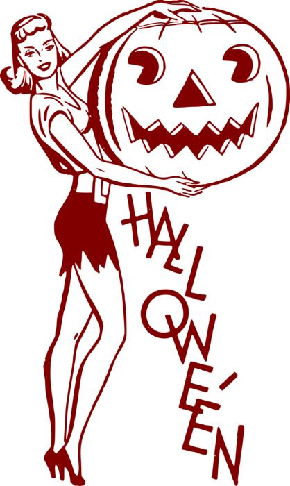 halloween woman pumpkin red