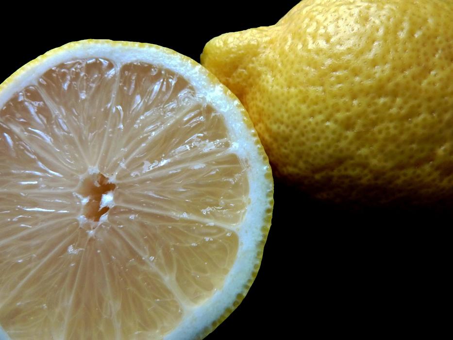 Sour half of a yellow lemon