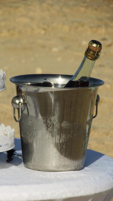 iron bucket of alcohol