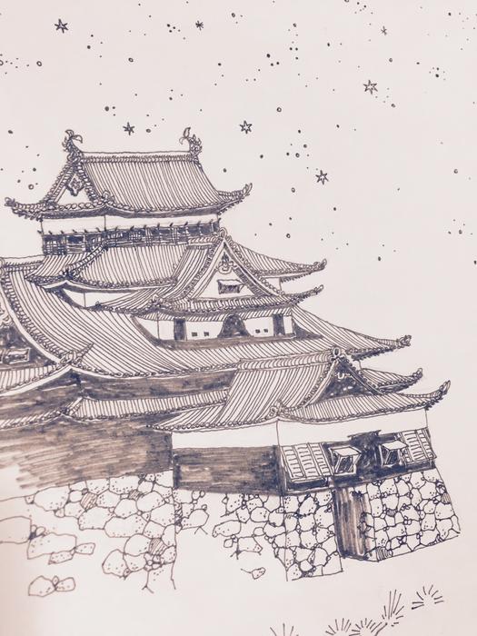 beautiful painting of a castle in the chinese style