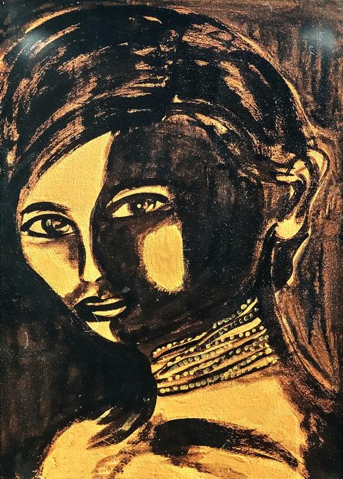 painted portrait polish medium paper