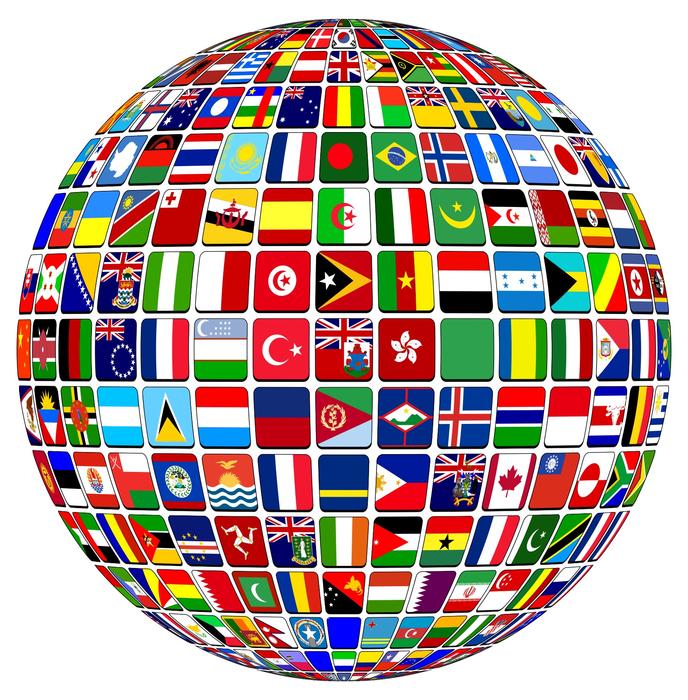 International map on a balloon