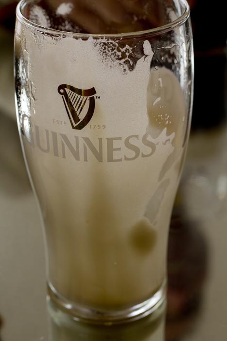 glass of foam from beer