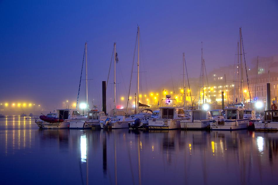 evening pier with yachts