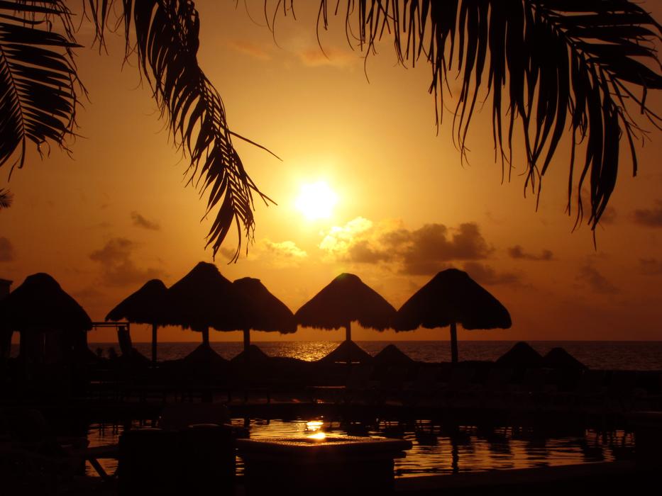 sunset on a tropical beach