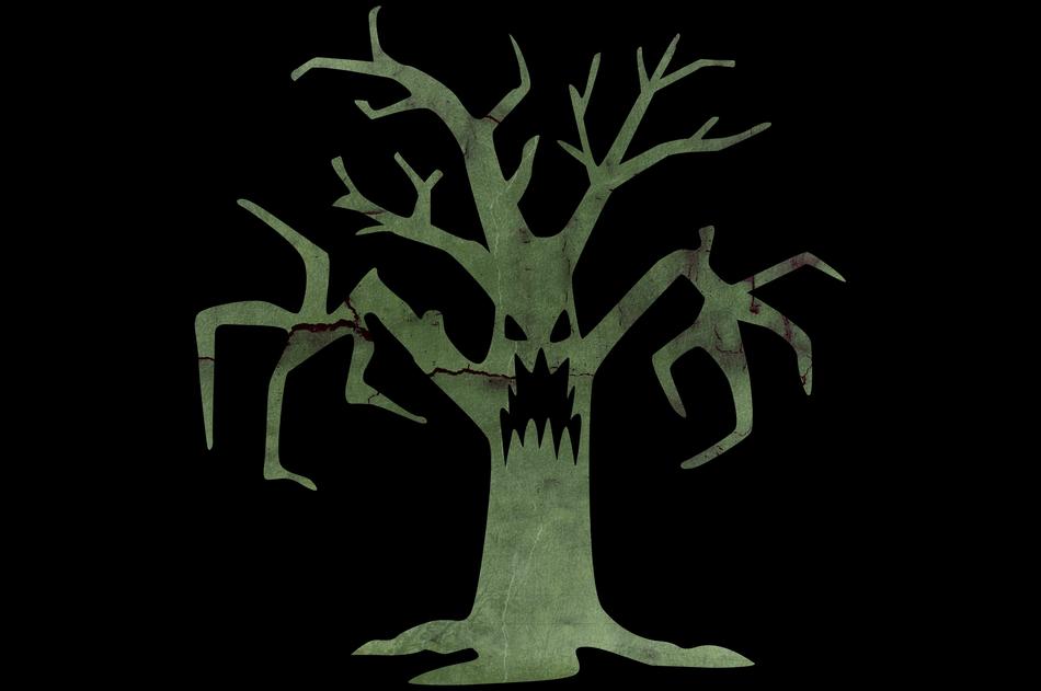 scary tree on a black background