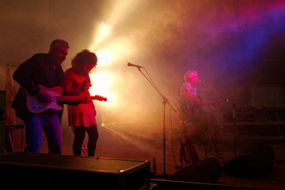 singer and guitars at concert