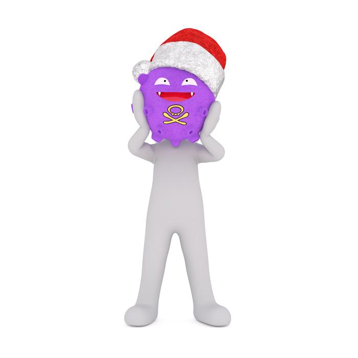 pokemon in a Christmas hat