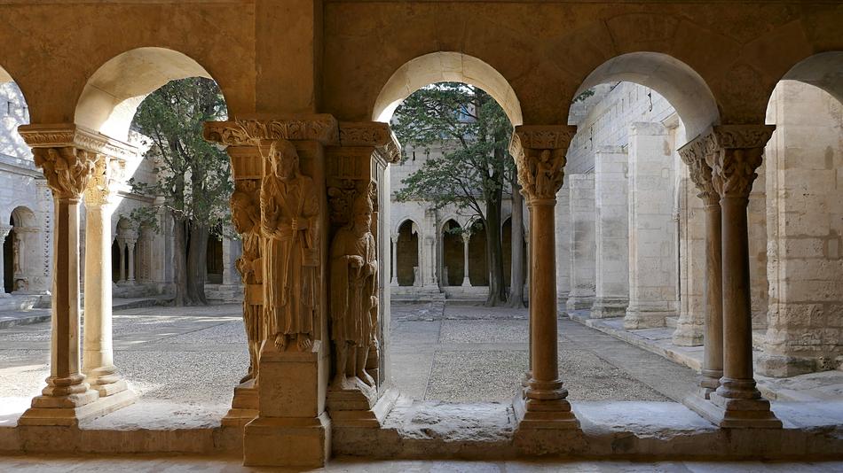 arched building with columns