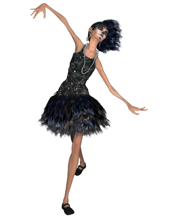 dancing girl in a dress with makeup