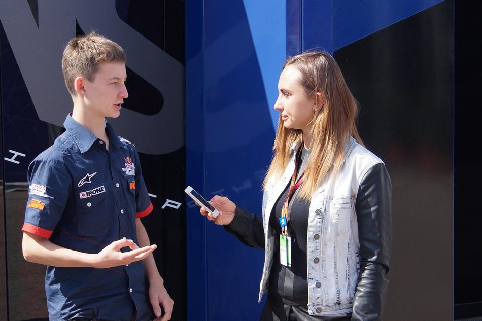 reporter interviews a guy