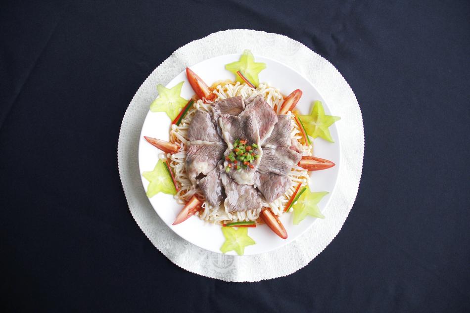 Delicious beef with vegetables in a plate