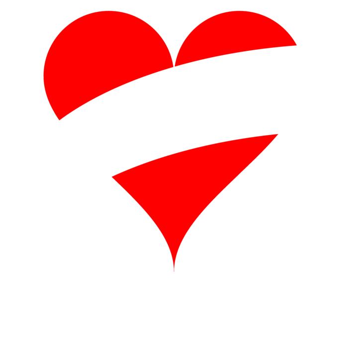 red heart with white ribbon