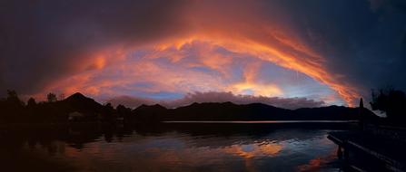 bright Sunset over Lake Water