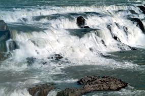 hot volcanic steam in the river