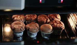 chocolate cupcakes in the oven